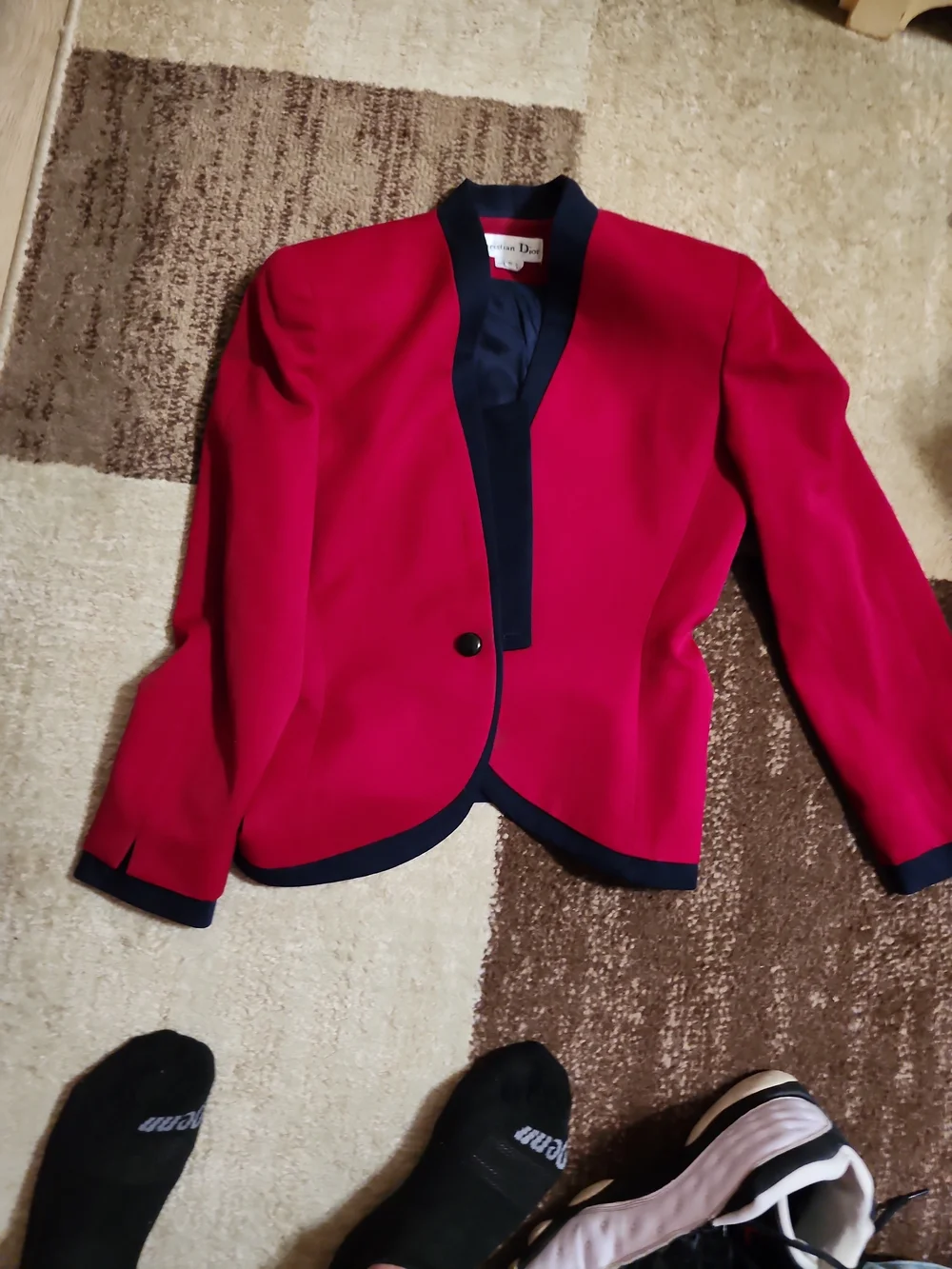 Dior Hot Pink Blazer with Navy Trim - Women's Jacket